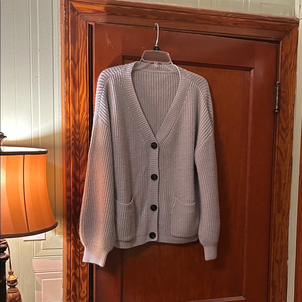 Gray Grandpa Cardigan Sweater